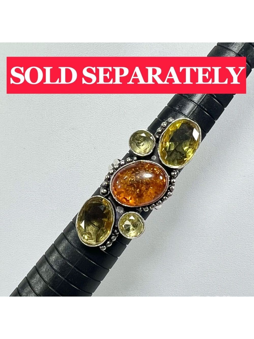 Amber & Citrine 925 Large synthetic stones Necklace Bracelet & ONE Earring ONLY - Picture 7 of 17
